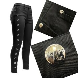 Tripp NYC Black Grommet Jeans | Goth Punk Y2K Alt Concert Pants Size 15 Emo Rave